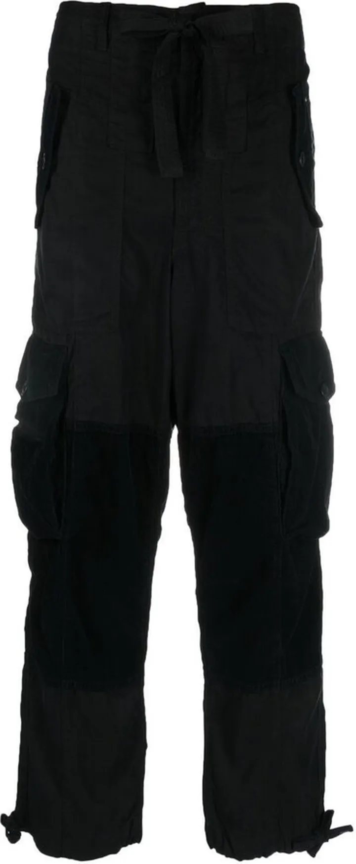 Black Cropped Leg Cargo Trousers