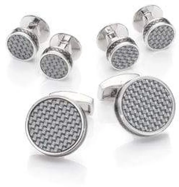 Round Patterned Carbon Fiber Stud Set