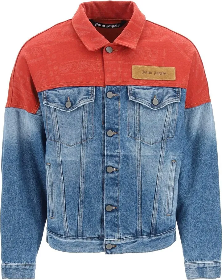 Palm Angels Vintage Denim Jacket With Bandana Motif