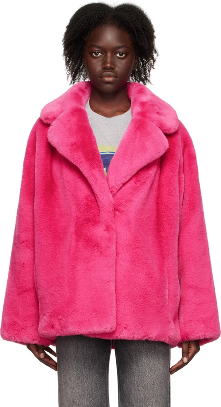 Stand Studio Pink Savannah Faux-Fur Jacket