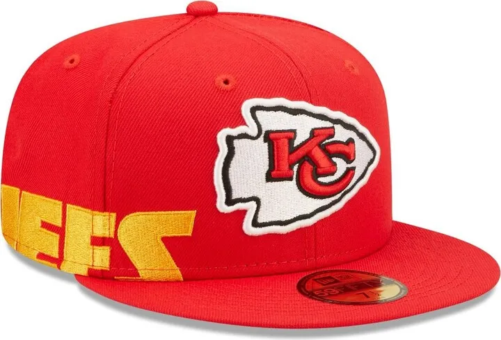 Men's New Era Red Kansas City Chiefs Side Split 59FIFTY Fitted Hat