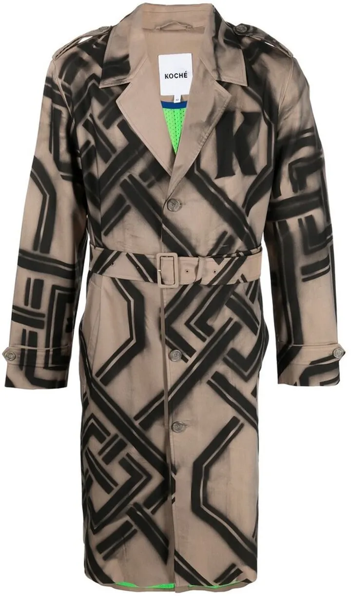 Graphic-Print Single-Breasted Coat