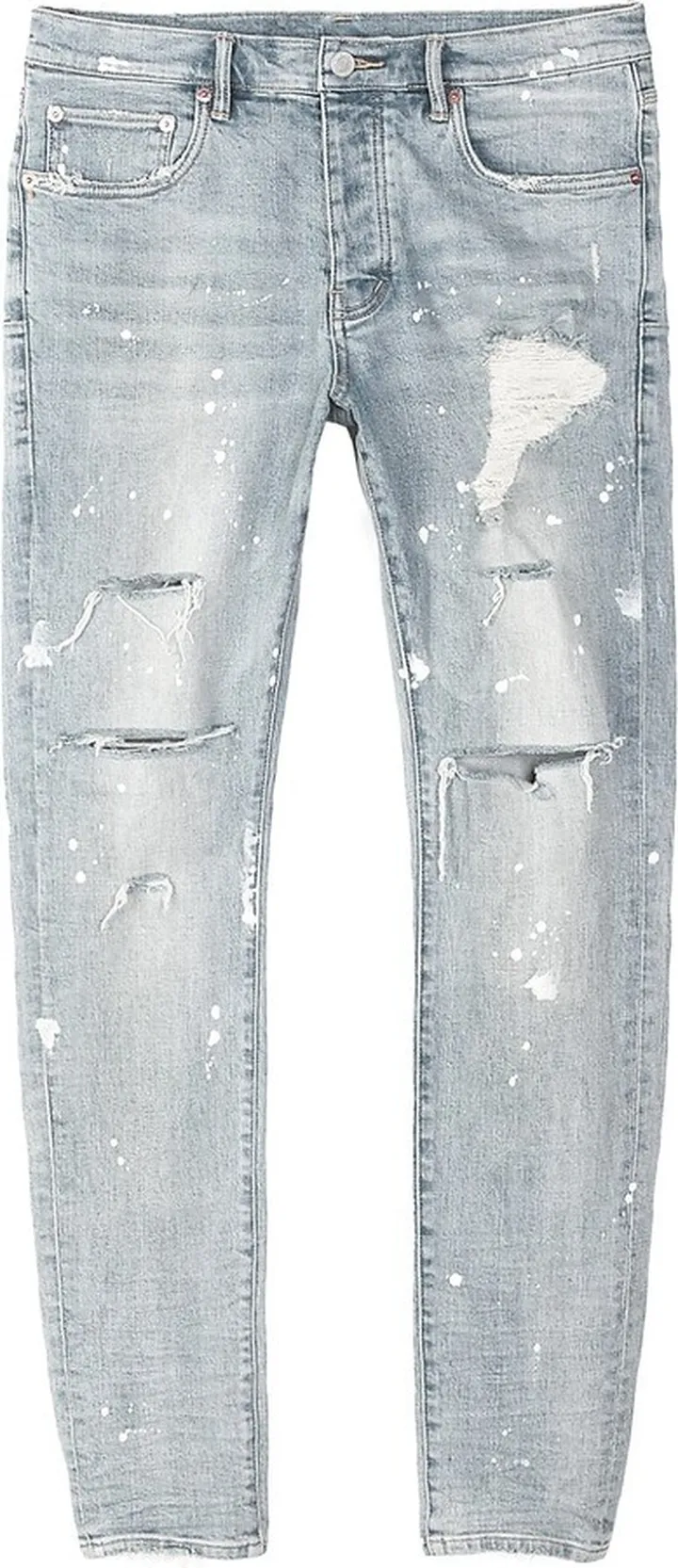 P001 Paint Splatter Distressed Skinny Jeans