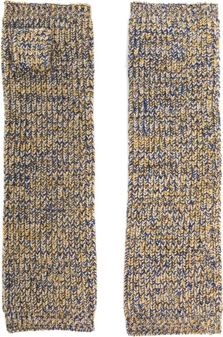 Melange-Knit Fingerless Gloves