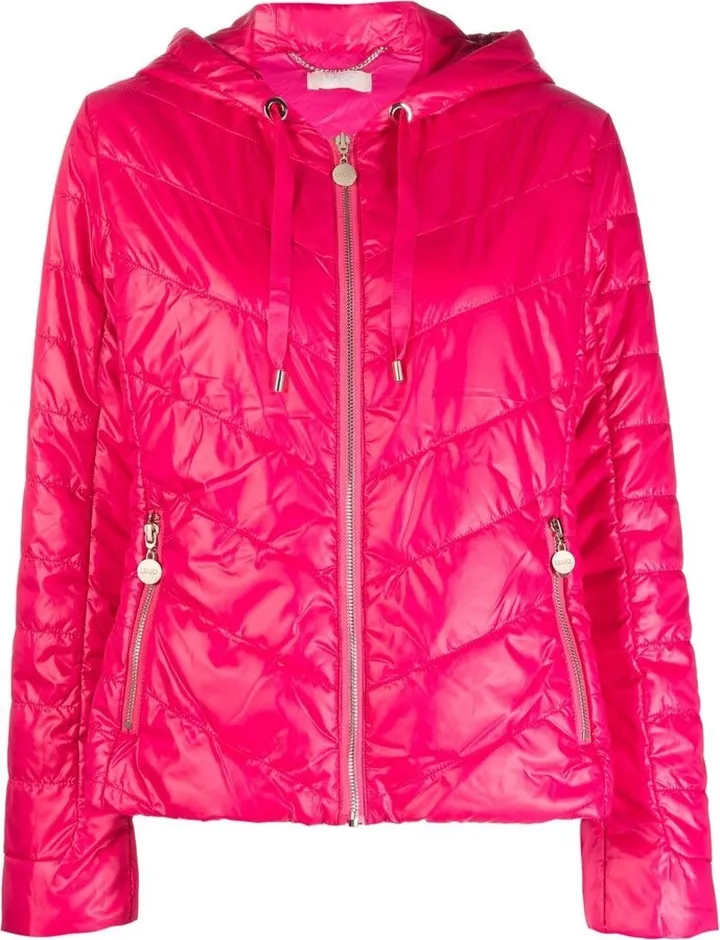 Chevron-Quilt Hooded Jacket