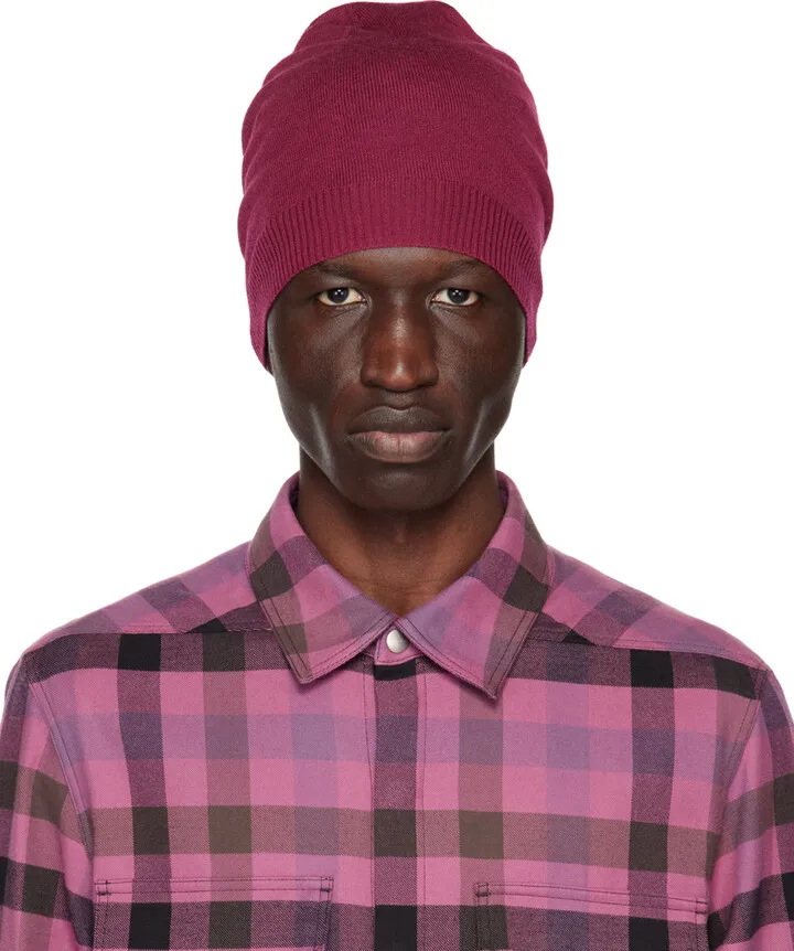 Rick Owens Purple Ribbed Beanie