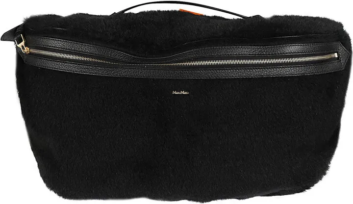 Logo Embossed Fur Coated Belt Bag