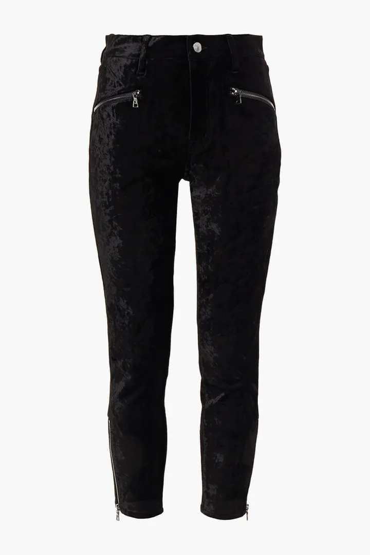 Kenna cropped crushed-velvet skinny pants