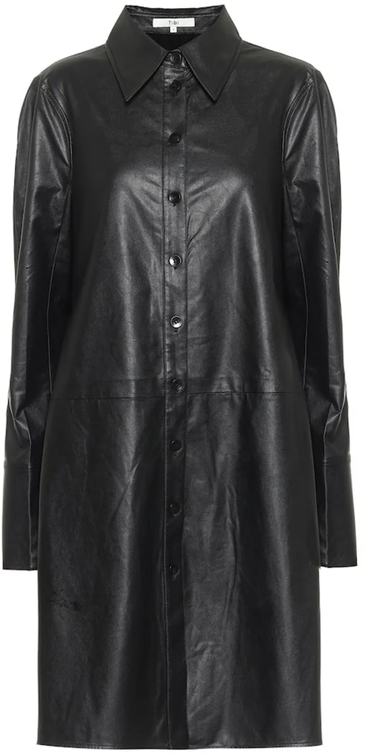 Tissue faux leather shirt dress
