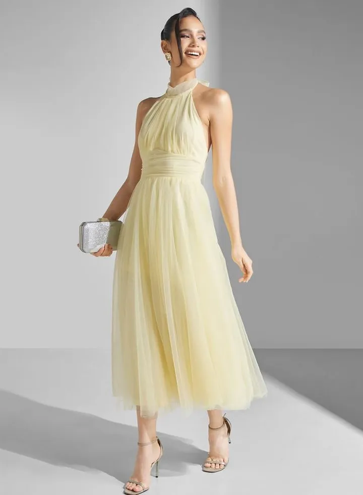 Halter Neck Tie Detail Dress