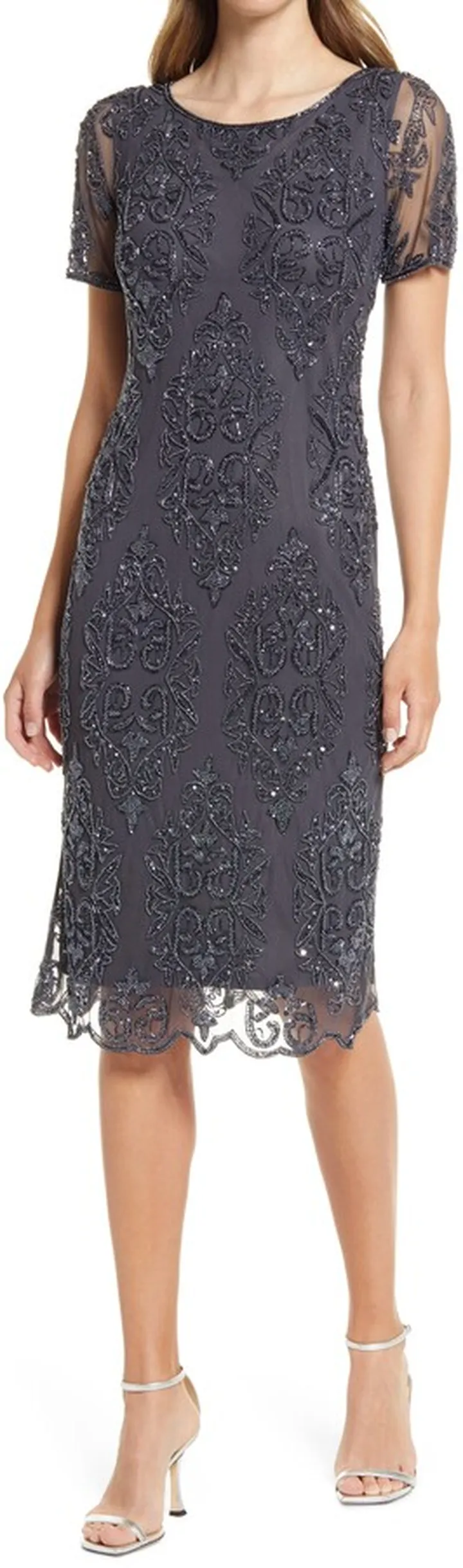 Beaded Cocktail Midi Dress