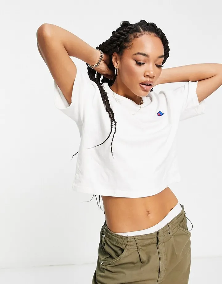 Champion small logo boxy t-shirt in white