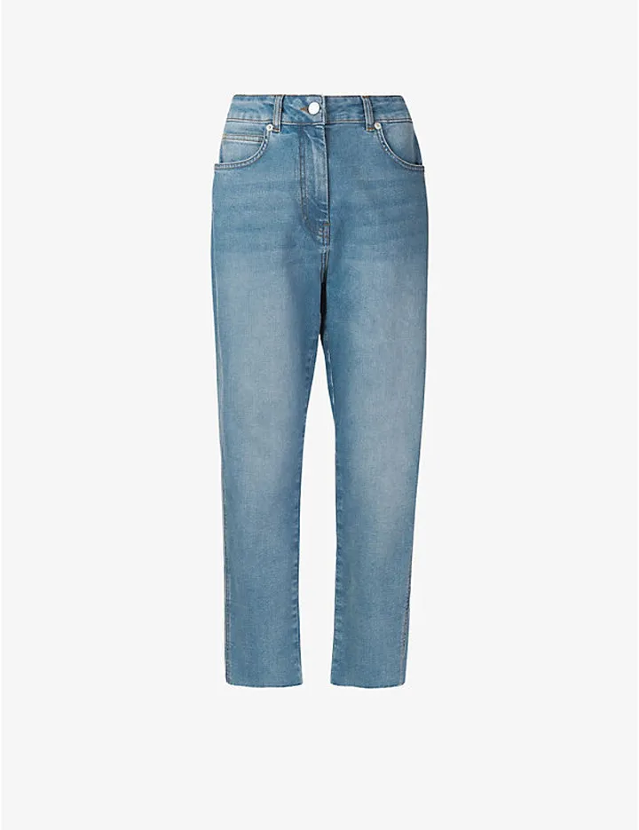 Womens Denim Slim-fit Faded Stretch-denim Jeans