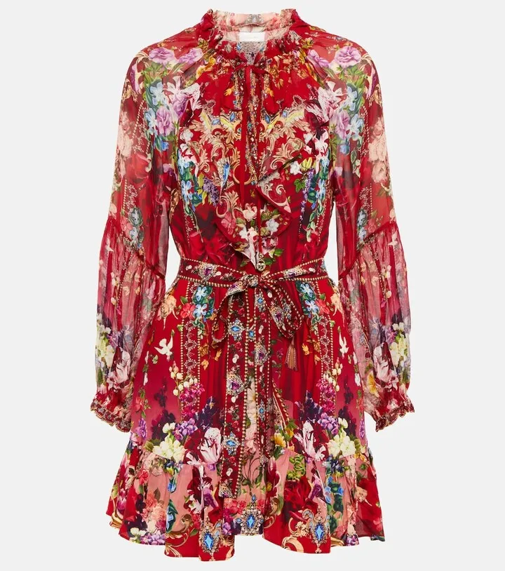 Printed silk minidress