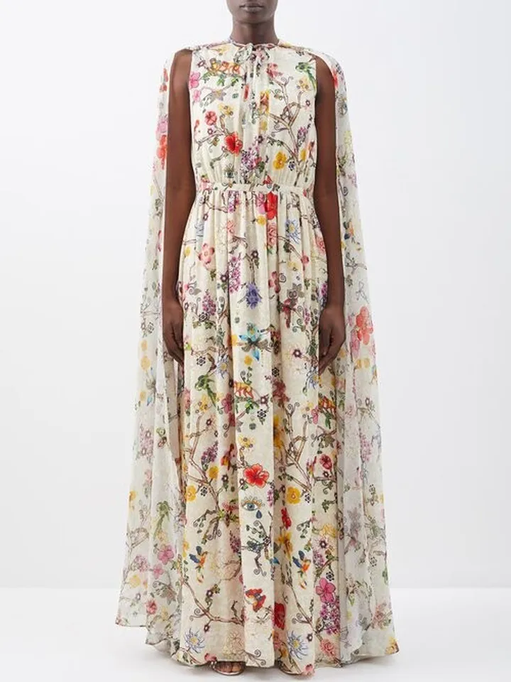 Haywards Floral-print Silk Cape