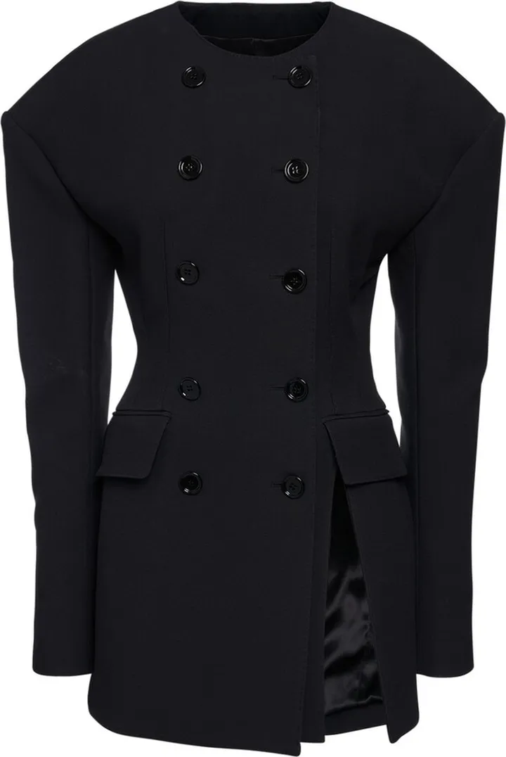 Oversize double wool crepe blazer dress