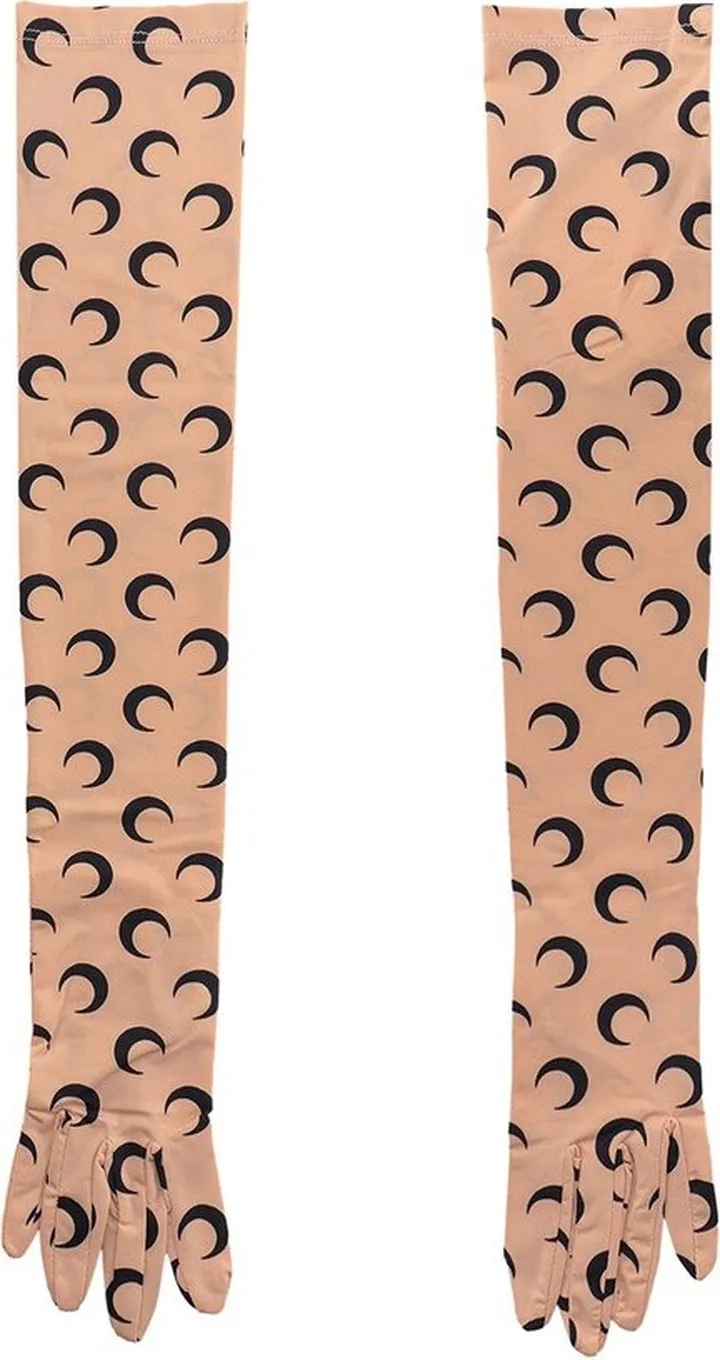 Marine Serre Crescent Moon-Printed Stretched Long Gloves