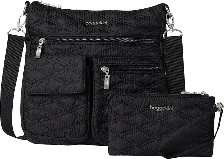 Baggallini Modern Everywhere Slim Crossbody (Black Quilt) Cross Body Handbags