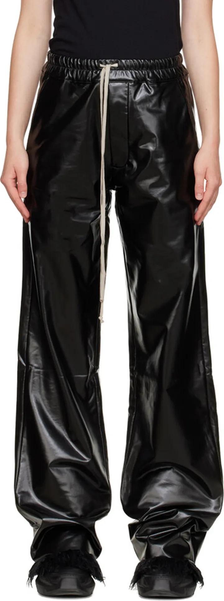 Rick Owens DRKSHDW Black Dietrich Faux-Leather Trousers