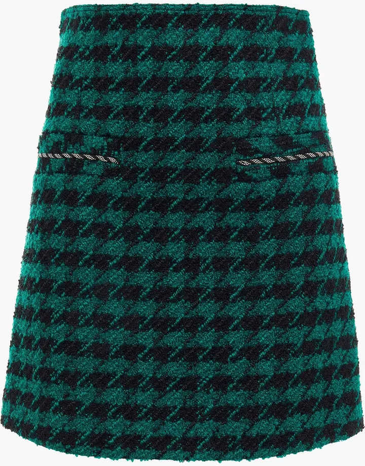 Claudie embellished houndstooth bouclé-tweed mini skirt