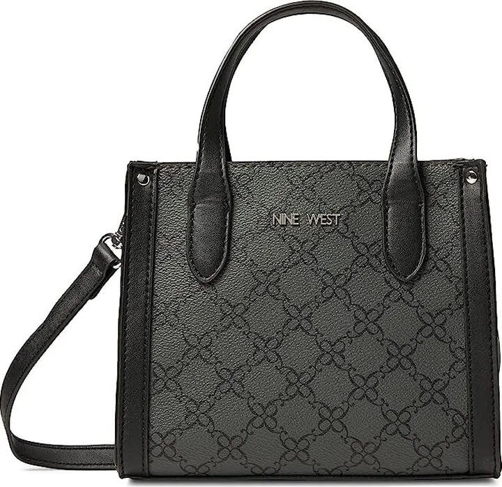 Nine West Candance Mini Tote Crossbody (Jet Black Logo) Handbags