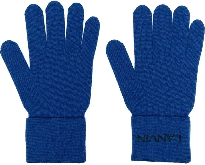 Logo-Embroidery Wool Gloves