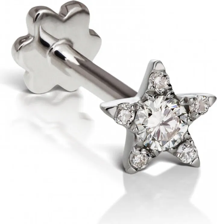 4.5mm Diamond Star Thread Through White Gold Single Earring