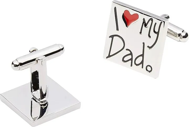 Love Dad Rhodium-Plated Brass Cufflinks