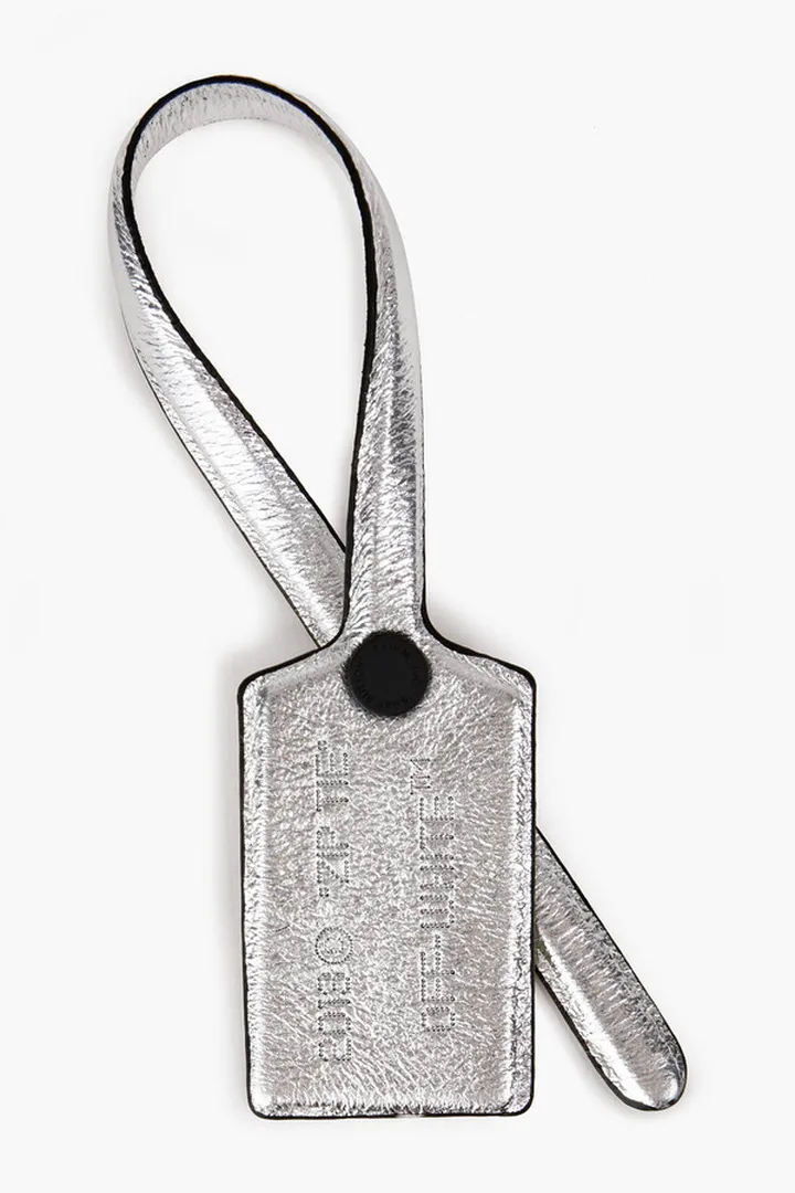 Embossed metallic crinkled-leather keychain