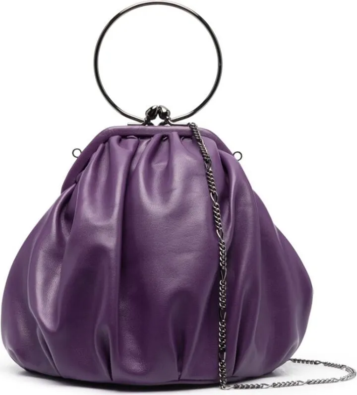 Drape kiss-lock leather tote bag