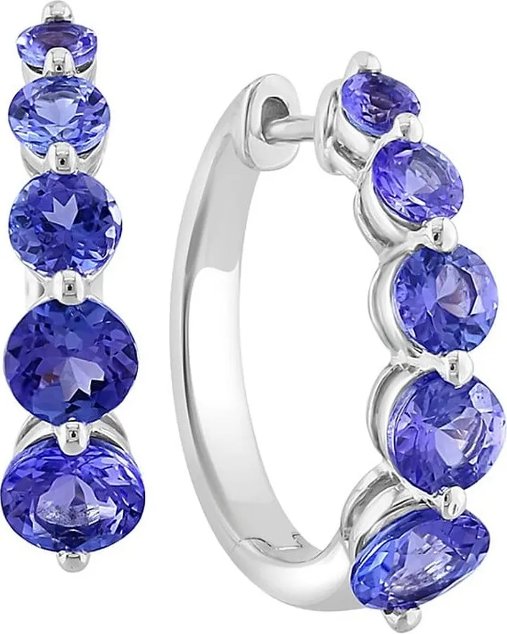 14K White Gold & Tanzanite Huggie Earrings