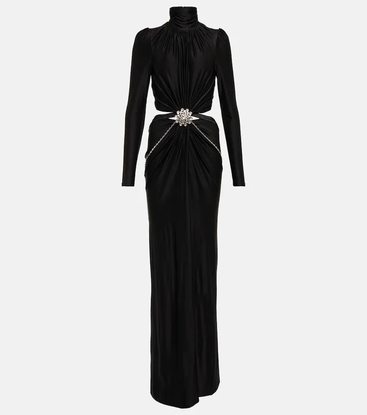 Crystal-embellished cutout gown