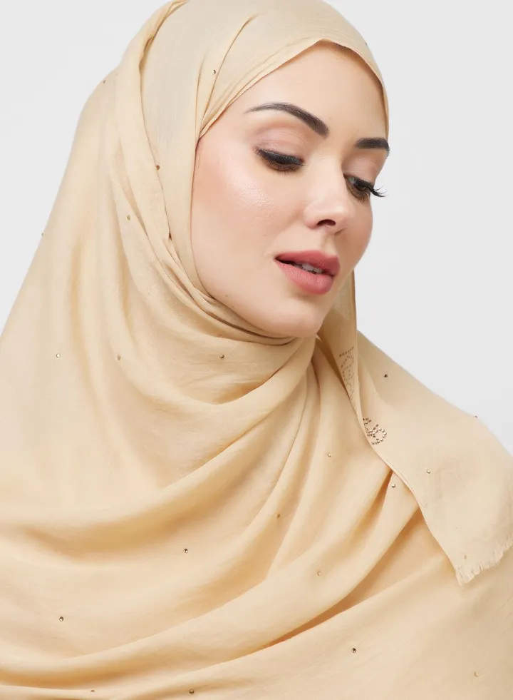 Cotton Hijab With Stone Work