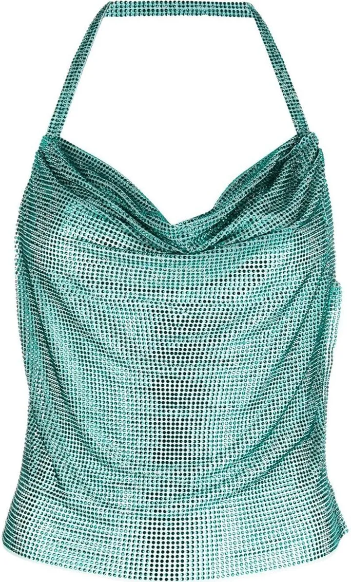 Crystal-Embellished Halterneck Vest