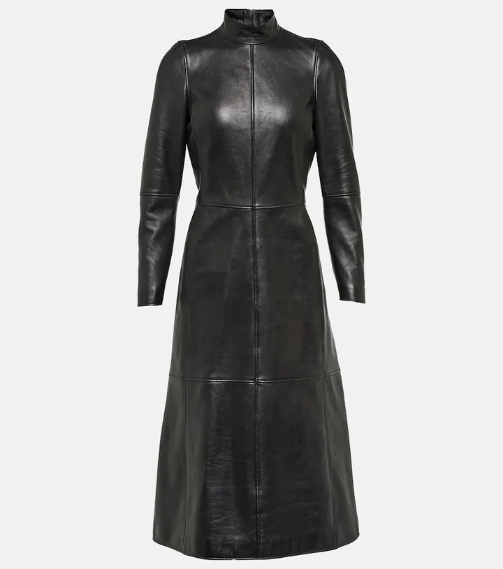 Leather midi dress