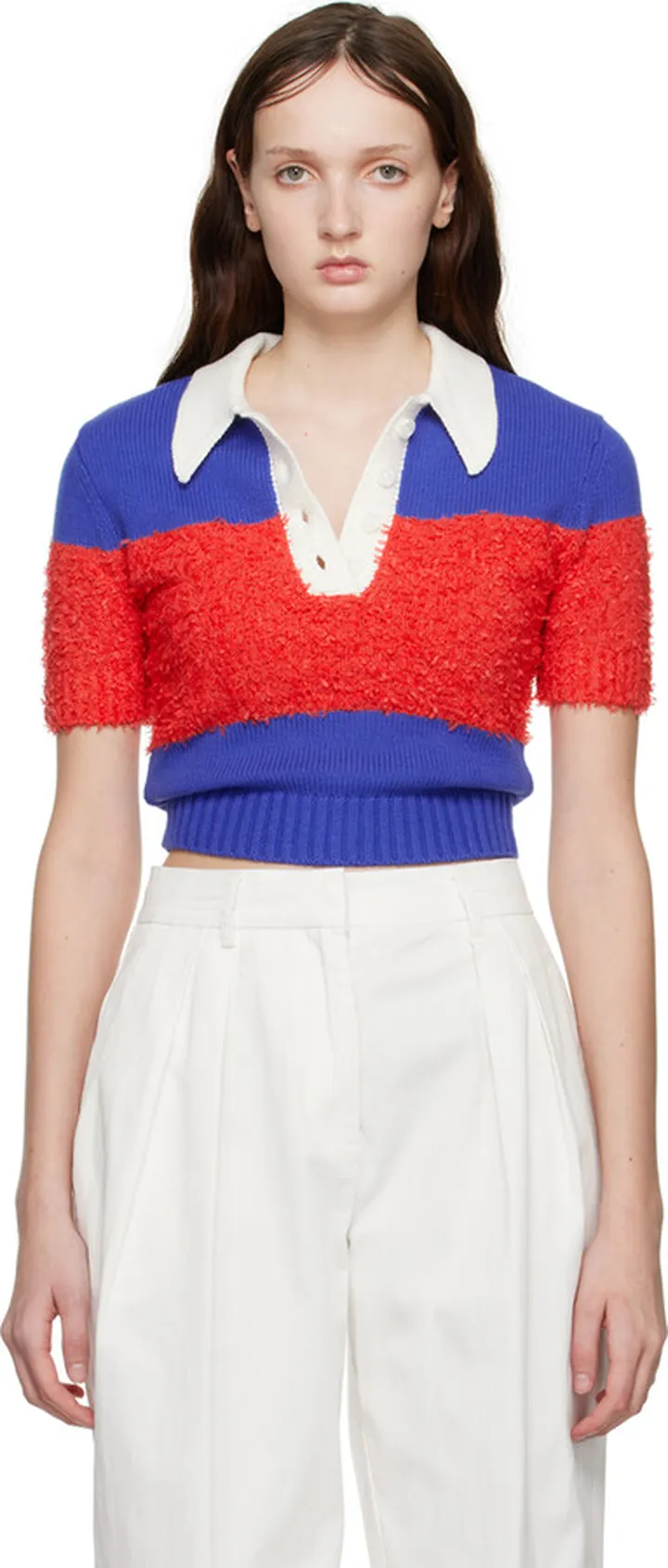 Staud Blue & Red Spencer Polo