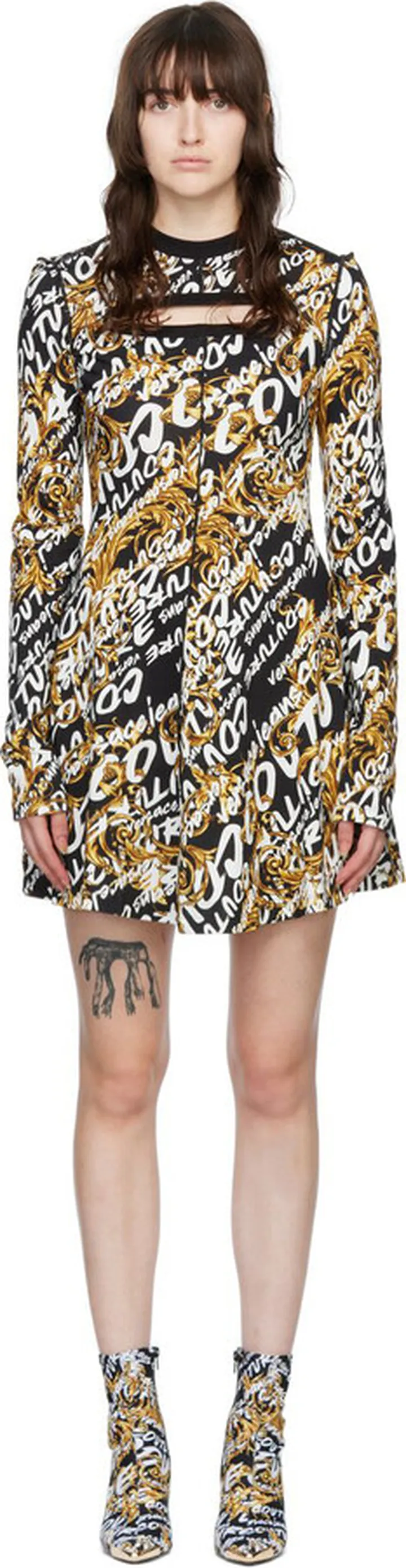 Versace Jeans Couture Black Cotton Minidress