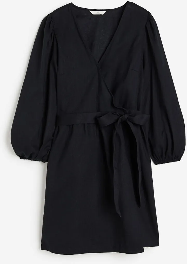 Linen-blend Wrap Dress