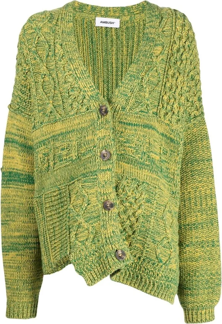 marl-knit V-neck cardigan