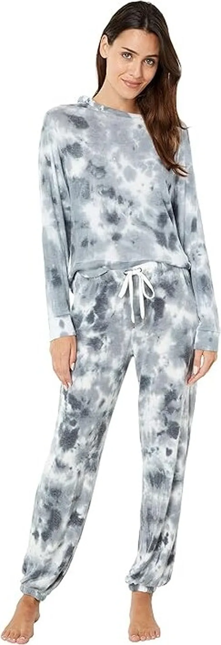 Honeydew Intimates Star Seeker Brushed Jersey Lounge Set (Black Tie-Dye) Women's Pajama Sets