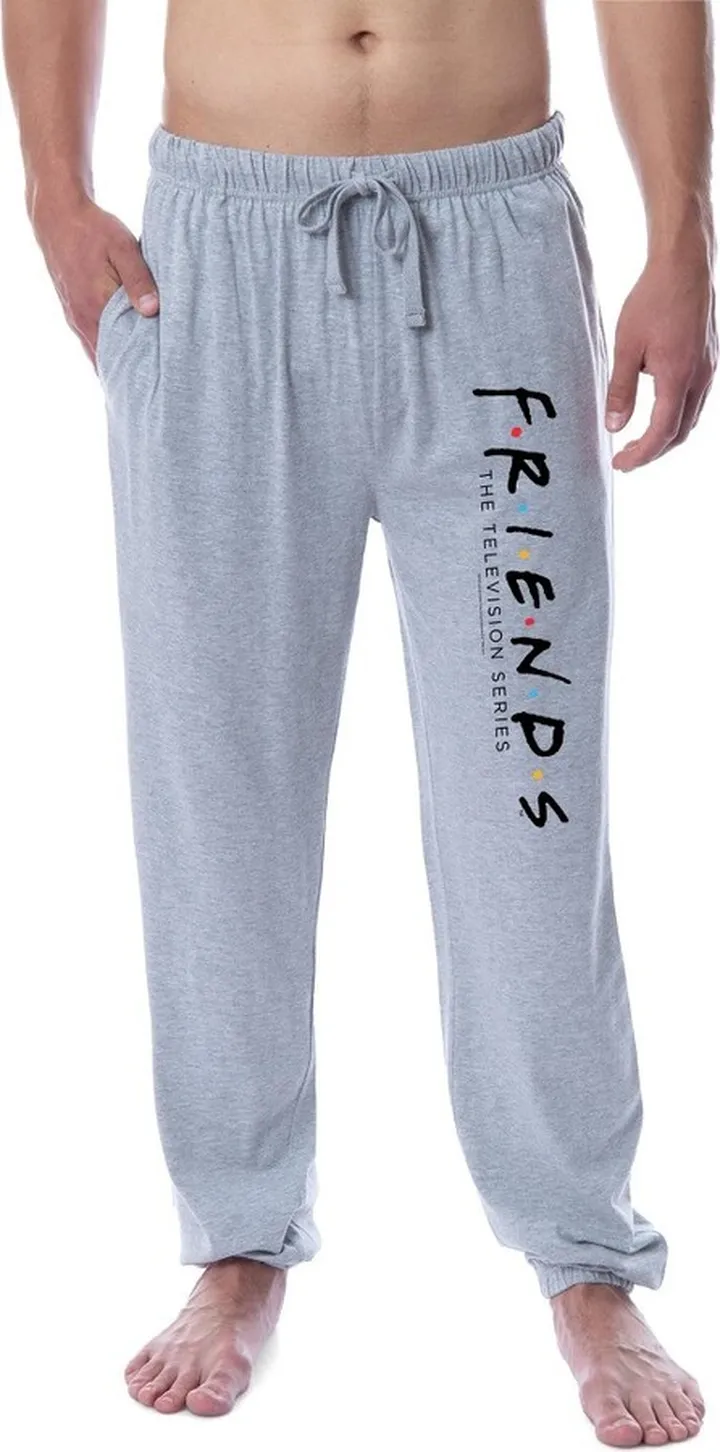 Friends TV Show Logo Mens' Sleep Jogger Loungewear Pajama Pants (X-Large) Grey