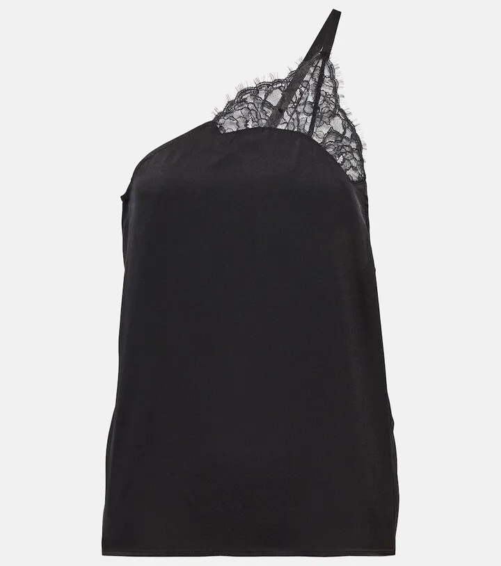 Lace-trimmed satin camisole