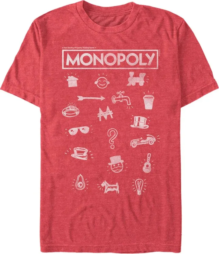 Monopoly Men's Pieces Icon Stack Short Sleeve T-Shirt