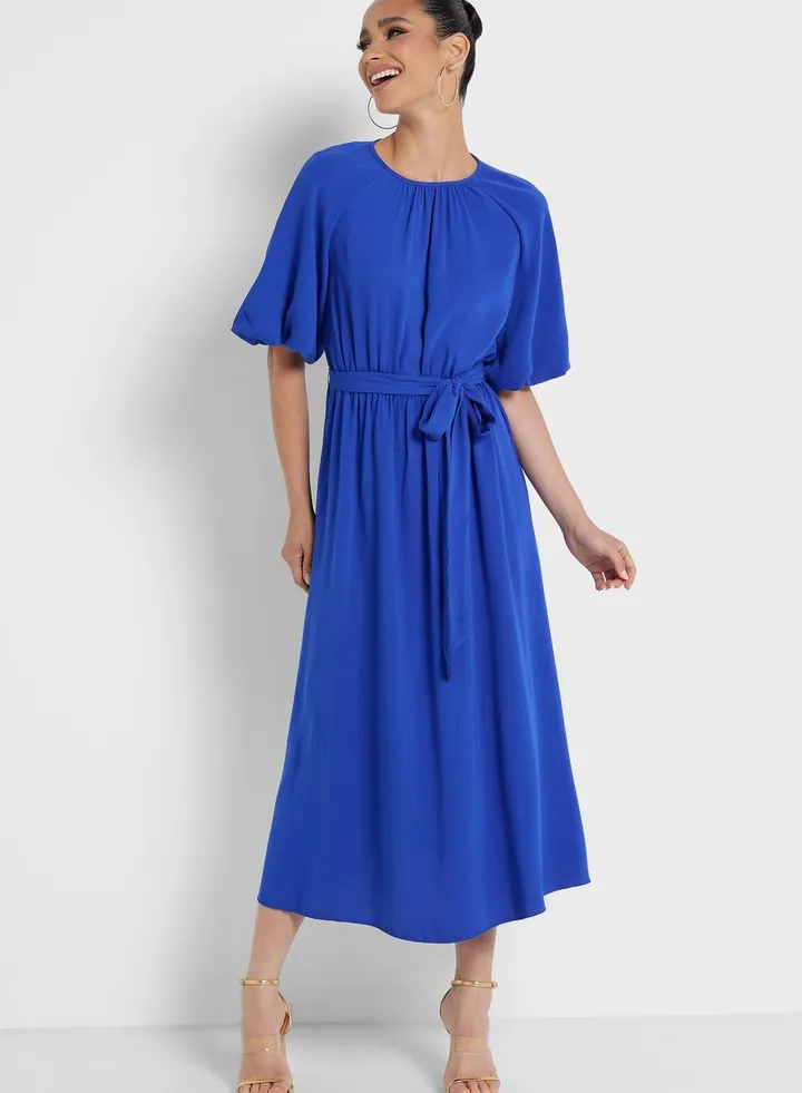 Cape Sleeve Tiered Dress