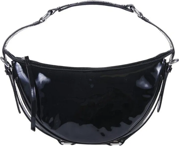 Logo Engraved Zipped Shoulder Bag