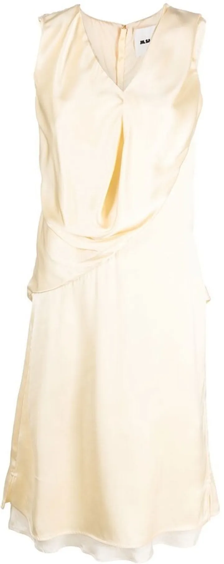 Draped Sleeveless Silk Dress