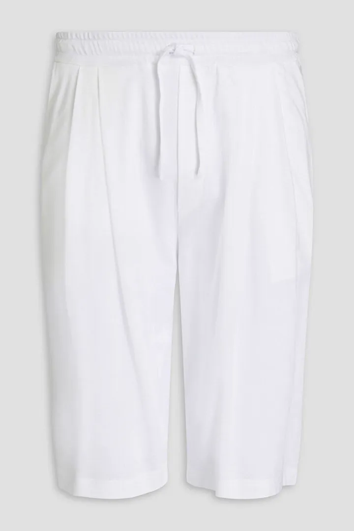 Pleated cotton-piqué shorts