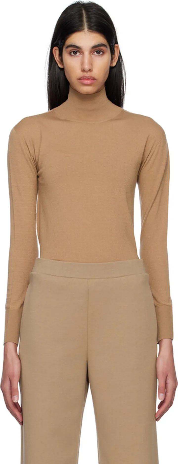 S Max Mara Brown Fine Turtleneck