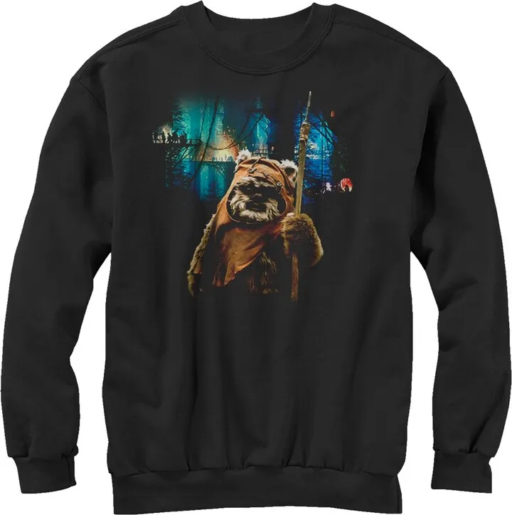 Men's Star Wars Tree Village Wicket Ewok Sweatshirt - Black - X Large