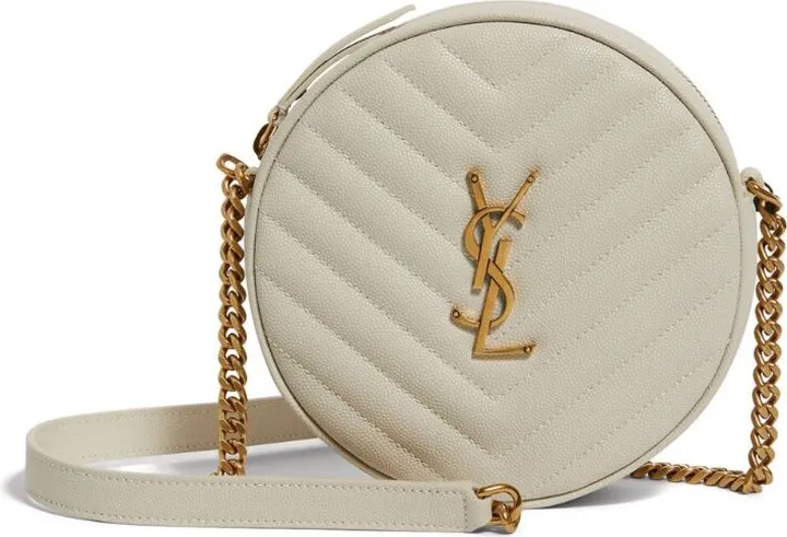 Saint Laurent Vinyle Matelassé Round Camera Bag